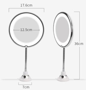 Flexible Strong Suction  360 degree rotation 10X Magnifying Fogless Make Up Wall Mounted Makeup Mirror with Light