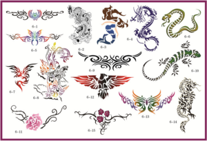 Golden Phoenix Book 6 Animal Stencils For Airbrush Tattoo Sticker