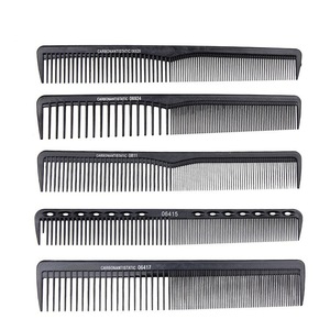 Hair salon black carbon fiber hair trim comb static free and heat resistant hairdressing pin tail comb