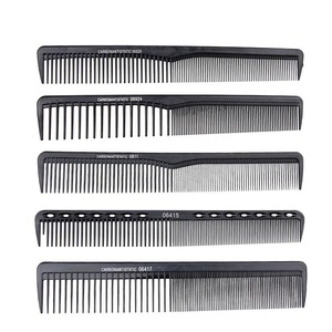 Hair salon black carbon fiber hair trim comb static free and heat resistant hairdressing pin tail comb