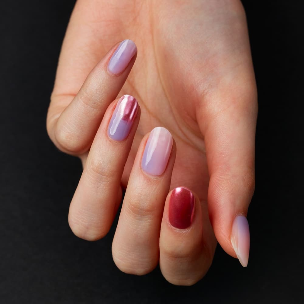 KEEPU CUSTOM NAIL STRIP PINK GALAXY MIRROR POWDER