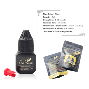 Lady Black Private Label 5ML Fast Drying Strong Lash Glue Long Lasting Low Fume Korea Eyelash Extension Glue