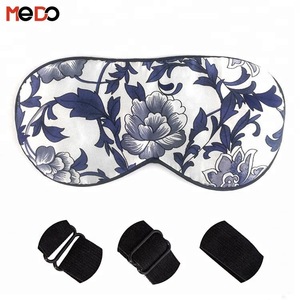 MEDO Blue and White Porcelain Pattern Silk Eye Mask for Sleep, Amazon Hot Sale Silk Sleep Mask Eye Use, Sleep Eye Mask Silk