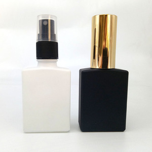 New flat square clear airless pump bottle with gold screw cap for perfume spray glass bottle 30ml 50ml