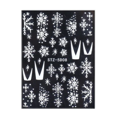 New Nail Stickers Ins Stereo 5D Embossed Christmas Snowflake French Adhesive Nail Stickers