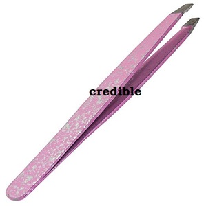 Personalized 3 Premium Stainless Steel Eyebrow Tweezers with Leather Case, Tweezers Set with Slant, Straight and Pointed Tips