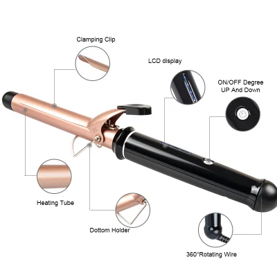 Portable Rotating Professional Barrels Wand Crimping Iron for Hair Curler