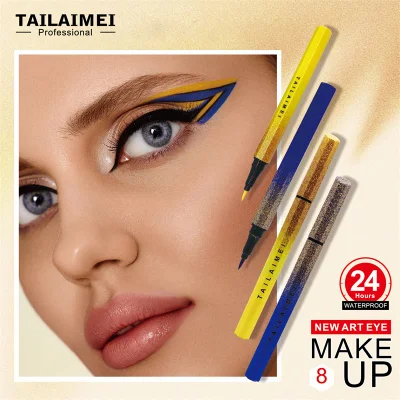 Tailaimei Custom Logo 2 in 1 Eyeliner Eye Shadows 8 Colors Liquid Eyeliner Eye Shadow Long Lasting Waterproof Makeup Eye Shadow