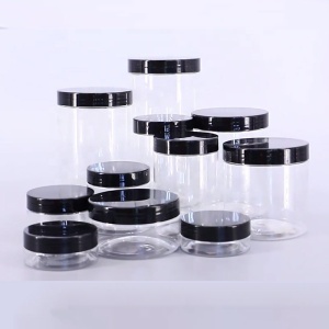 Wholesale  Clear 100ml 200ml 300ml 500ml 4oz  8oz Cosmetic Packaging Cream jar PET plastic jars with lids