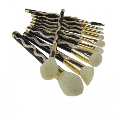Luxury Black & Gold Makeup Brush Set with Holder | Premium Cosmetic Brushes for Wholesale & Private Label