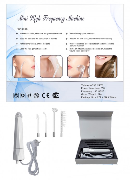 Glass Tube Galvanic Current Device Beauty Spa E High Frequency Machine Electrical Facial Wand