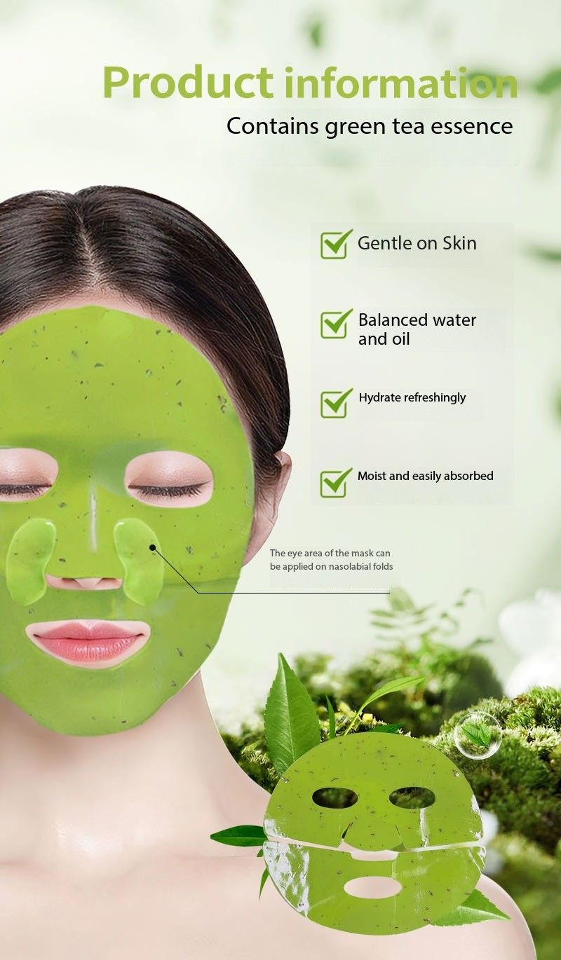 Hot Sell Product Natural Plant Extracts Green Tea Leaf Collagen Facial Mask Sheet Dissolvable Jelly Crystal Face Mask