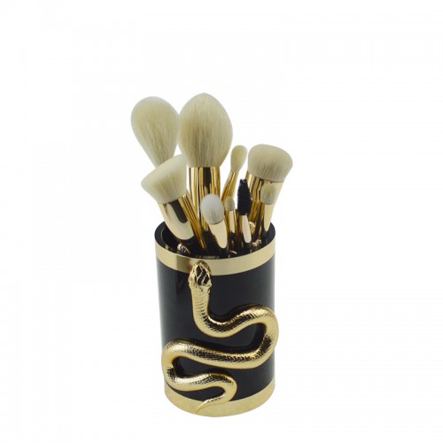 Luxury Black & Gold Makeup Brush Set with Holder | Premium Cosmetic Brushes for Wholesale & Private Label