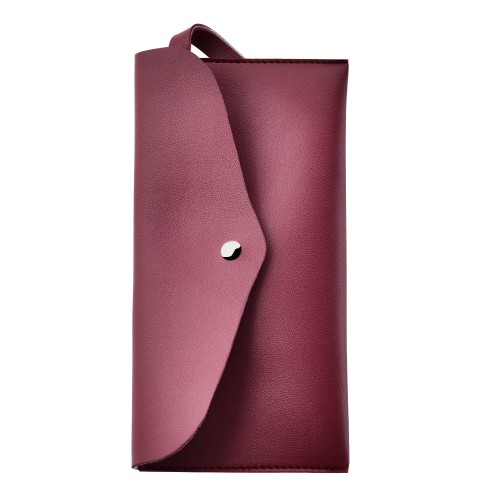 Travel Makeup Brush Holder Case – PU Leather Cosmetic Brush Organizer Pouch with Button Closure for Beauty Tools