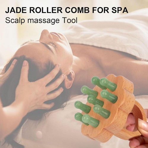 Wooden jade head massage,head massager scalp,hair portable head spa