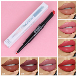 12 Color Double-End Lip Makeup Lipstick Pencil Waterproof Long Lasting Tint Red Lip Stick Beauty Matte Liner Pen Lipstick