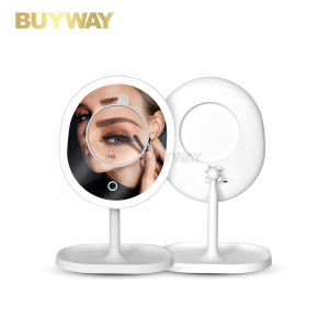 2021 Newest Recharge Oval LED Light ABS Standing Makeup Mirror With 1X &  spot mirror 10x