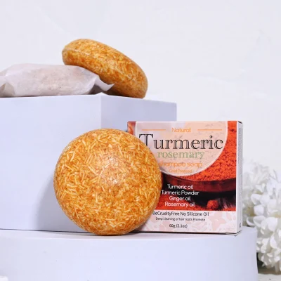 Beauty Cosmetics Skin Care Exfoliating and Whitening Turmeric Rosemary Solid Shampoo Soap