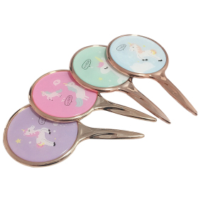 Cosmetic mirror Handheld hair mirror single side mirrors with printed unicorns