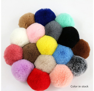 cute plush hair rex rabbit fur ball animal fur pom pom with elastic hair band