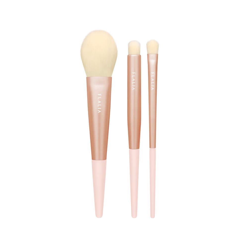 [FLALIA] Rose Latte Makeup Brush Set 3 pieces