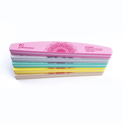 High Quality Washable High Elastic Colorful Half Moon Nail Buffer Files 100/180