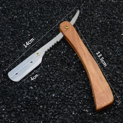 Manual Folding Beard Shaving Care Razor Wooden Handle Barber Razor