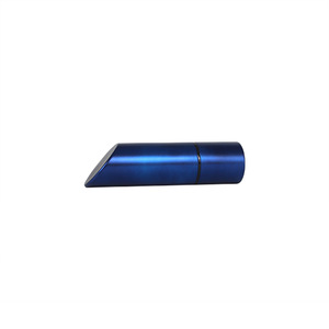 matte blue plastic lipstick tube with screw cap