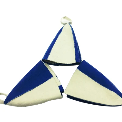 OEM White Blue Polyester Felt Sauna Hat Japanese German Sauna Hat for Sauna Room