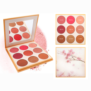 OEM Wholesale Cardboard Blush Palette 9 Colors Face Makeup Shimmer Blush Powder With Mirror Blusher Vegan Cosmetic