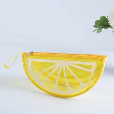 Portable Cute Transparent Watermelon Cosmetic PVC Semi-Round Makeup Bag