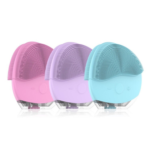 Portable USB Recharging Sonic Vibration Face Cleansing Brush Silicone Waterproof Electric Facial Brush