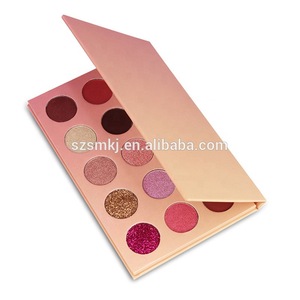 Private label custom 15 color glitter finish eyeshadow palette with mirror