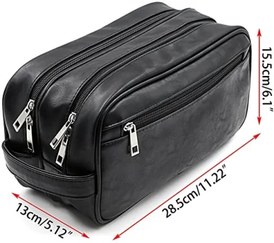 Promotional Mens PU Leather Travel Cosmetic Bag