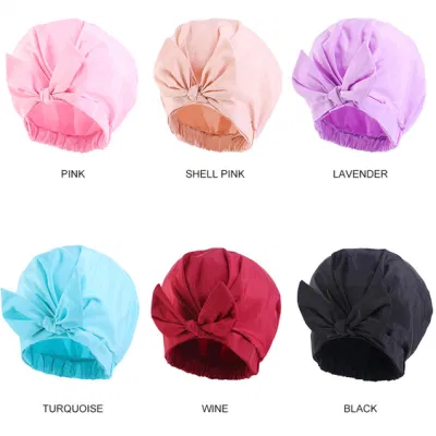 Satin Shower Bonnet Thickened Bathroom Accessories Waterproof Oily Fume Cap Female SPA Hairdressing Salon Supplies Shower Cap