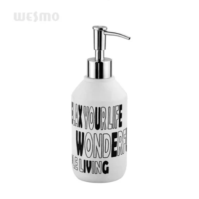Simple Design White and Grey with Marble Polyresin Bathroom Soap Dispenser