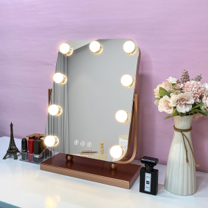 Smart Touch Screen Dimmable 9 Bulbs Desktop Hollywood Led Makeup Mirror