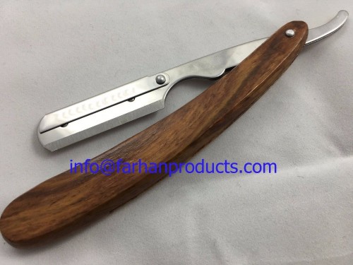 Tali Wood Handle Steel Classic Blade Barber Straight Razor Shavette