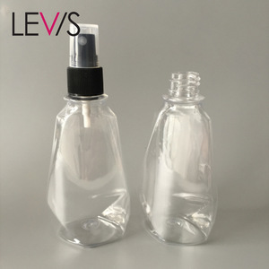 Unique shape clear plastic emty PET 100ml mist spray bottle