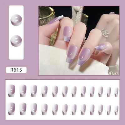 White French False Nail Tips Long Ballerina Fake Nails Art Press on