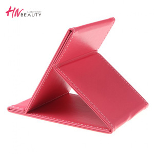 Wholesale folding pu leather makeup tool beauty mirror cosmetic accessories makeup mirror