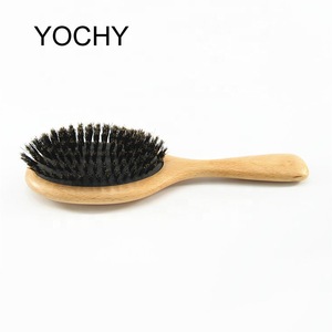 Wood Handle Hair Brush Natural Boar Fluffy Bristle Anti Loss Comb Hairdressing Barber Tool Teasing Bristle Salon Hairbrush