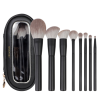 Custom Logo 9Pcs Matte Black Makeup Brush Set with Clear Window Travel Pouch Soft Synthetic Hair Cosmetic Brushes Wholesale OEM/ODM