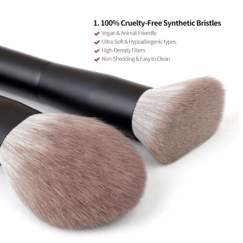 Custom Logo 9Pcs Matte Black Makeup Brush Set with Clear Window Travel Pouch Soft Synthetic Hair Cosmetic Brushes Wholesale OEM/ODM