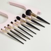 Factory Design Elegant Design Black and Gold 8 Pieces Soft Bristle and Wooden Handle Makeup Brush Set