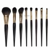 Factory Design Elegant Design Black and Gold 8 Pieces Soft Bristle and Wooden Handle Makeup Brush Set
