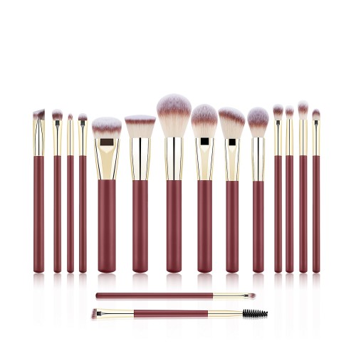 12-Piece Burgundy Makeup Brush Set with Travel Bag – Soft Synthetic Bristles, Luxury Gold Ferrule
