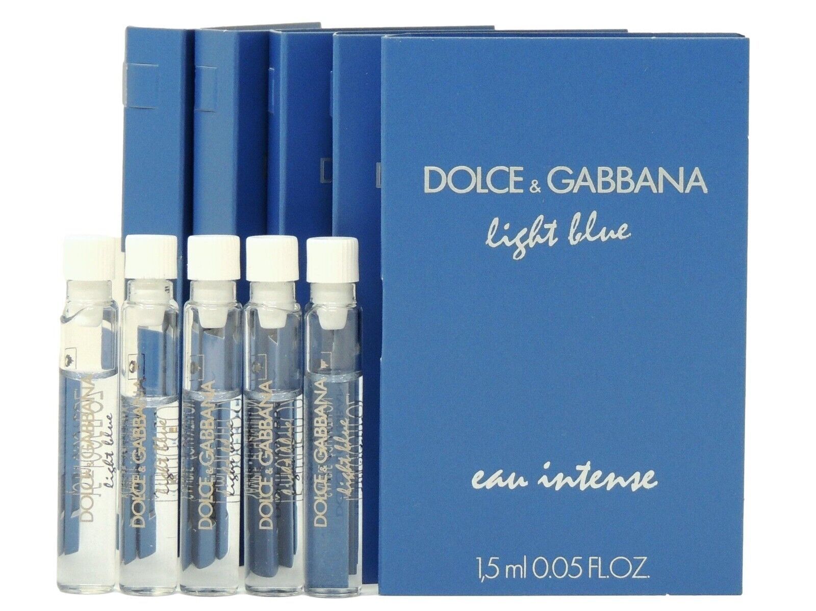 D&G DOLCE & GABBANA LIGHT BLUE EAU INTENSE WOMEN 1.5ml .05oz x 5 PERFUME