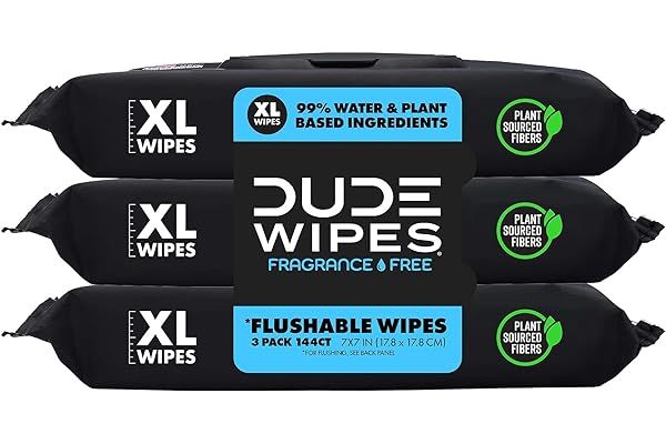 DUDE Wipes - Flushable Wipes - 3 Pack, 144 Wipes