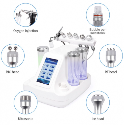 7 In 1 Small Bubble Facial Dermabrasion Ultrasonic+RF Oxygen Facial Pore Cleaning Beauty Machine